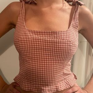 Zara Seersucker Ruffle Tank Small